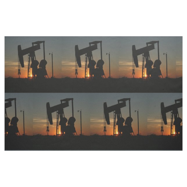 Oil Pump Jack At Sunset 9" Fabric (Fat Quarter)