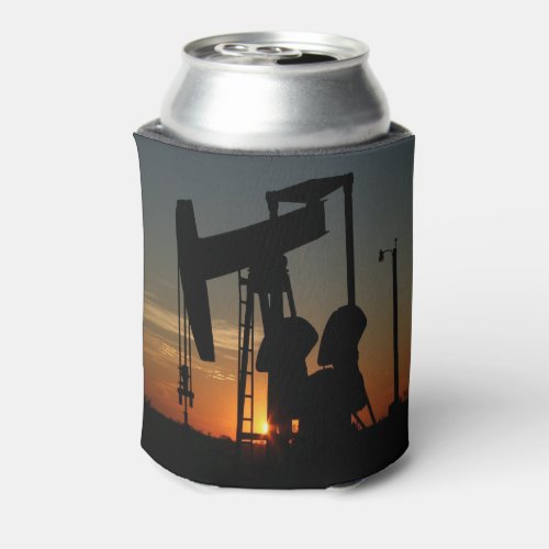 Oil Pump Jack At Sunset Can Cooler