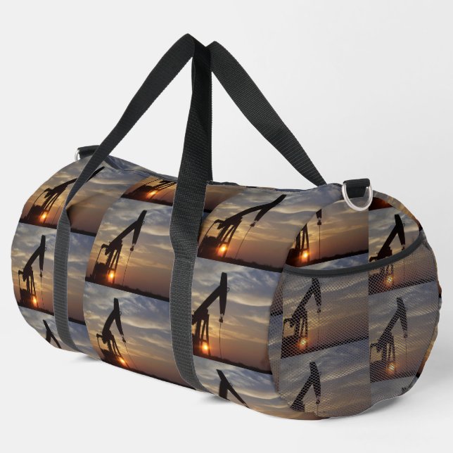 Oil Pump Jack At Sunset Necktie Duffle Bag (Right Corner)