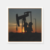 Oil Pump Jack At Sunset Party Napkins