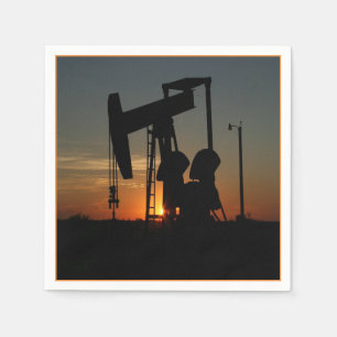 Oil Pump Jack At Sunset Party Napkins