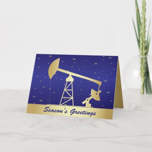 Oil Pump Jack Holiday Seasons Greeting Card