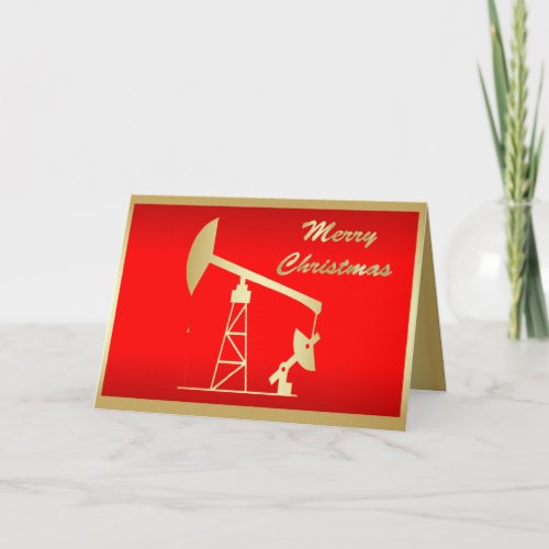 Oil Pump Jack Merry Christmas Greeting Card