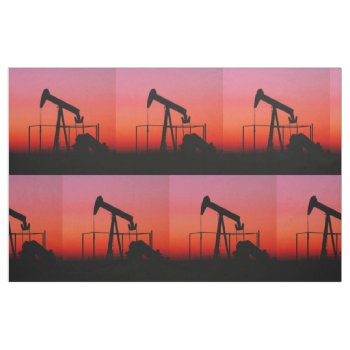 Oil Pump Jack Sunset Print Fabric  9"square by RODEODAYS at Zazzle