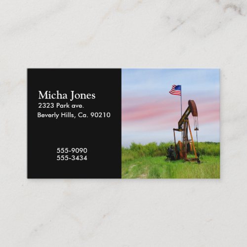 Oil Pump With American Flag Business Card