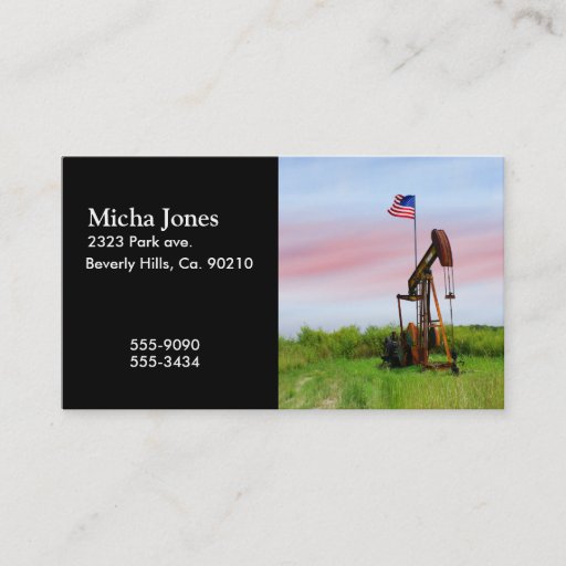 Customizable Oil Pump With American Flag Business Cards