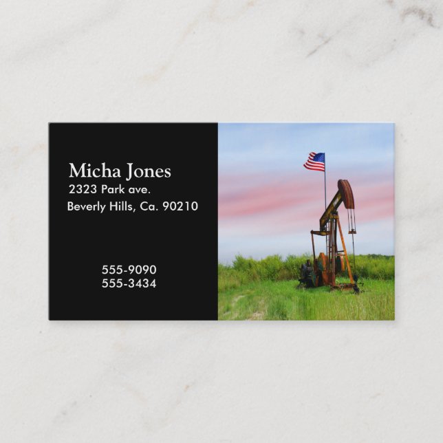 Oil Pump With American Flag Business Card (Front)