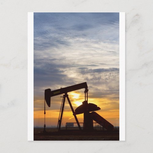 Oil Pumper At Sunrise Vertical Image Postcard