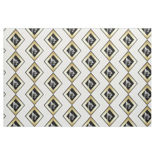 Oil Pumpjacks in Gold Outlined in Black Fabric