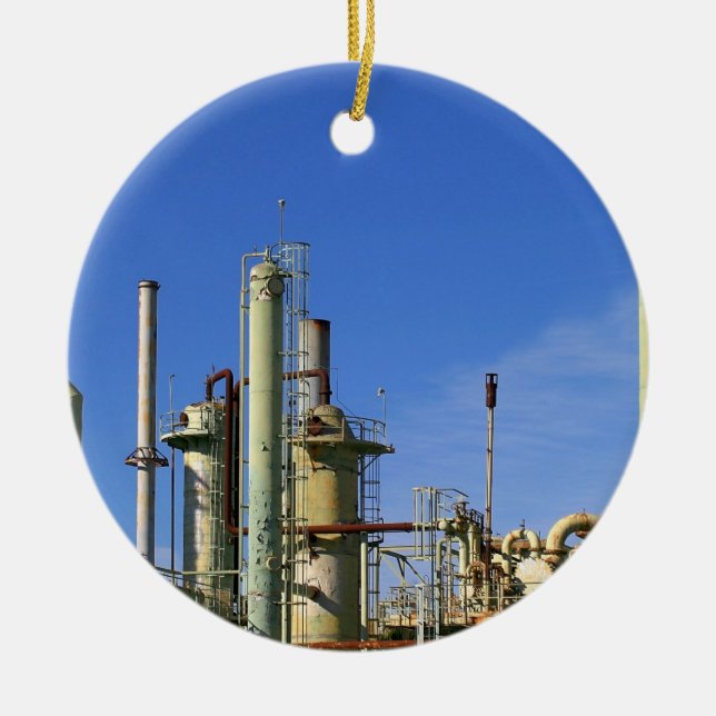 Oil Refinery Ceramic Ornament (Front)