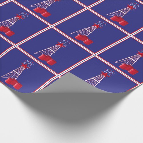 Oil Rig Derrick With Barrels Merry Christmas Wrapping Paper