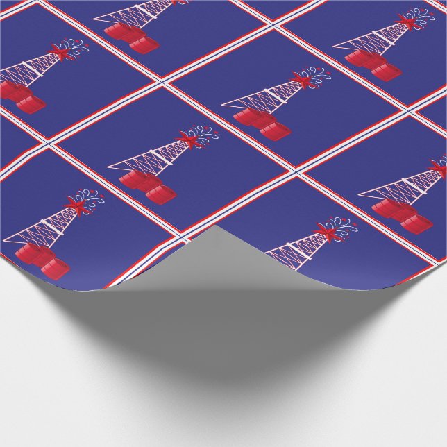 Oil Rig Derrick With Barrels Merry Christmas Wrapping Paper (Corner)