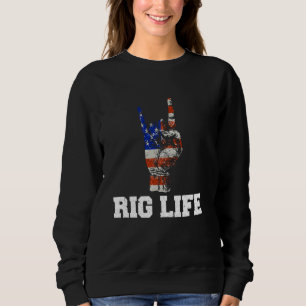 Oil Rig Life USA American Flag Landman Oilfield Wo Sweatshirt