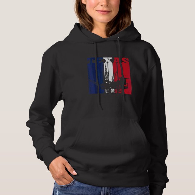 Oil Rig Texas Us Flag Oilfield Worker Rig Drilling Hoodie (Front)
