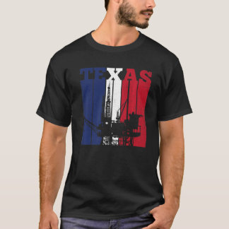 Oil Rig Texas Us Flag Oilfield Worker Rig Drilling T-Shirt