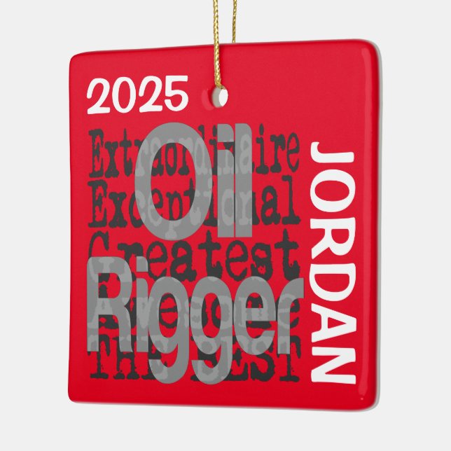 Oil Rigger Extraordinaire CUSTOM Ceramic Ornament (Left)