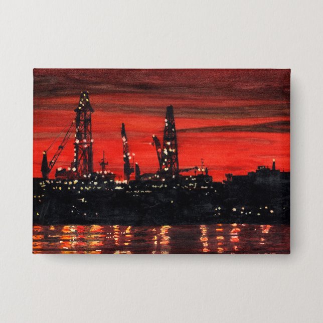 Oil Rigs at Night Button (Front)