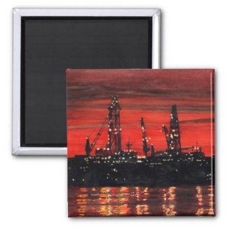 Oil Rigs At Night Magnet