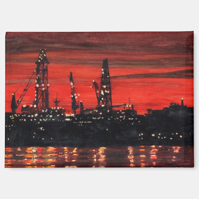 Oil Rigs at Night Magnet (Front)