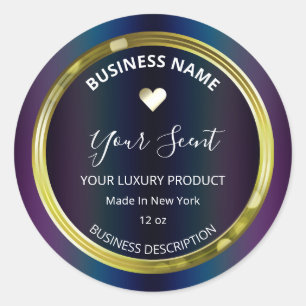 Oil Slick Colored Gold Framed Soy Candle Labels