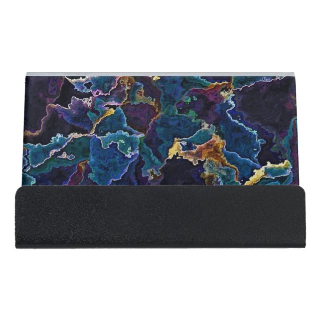 Oil Slick  Desk Business Card Holder (Front)