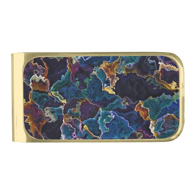 Oil Slick   Gold Finish Money Clip (Front)