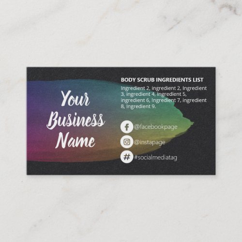 Oil Slick On Black Ingredients Instructions Business Card