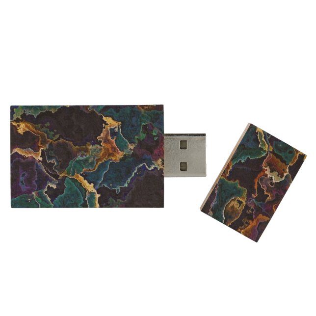 Oil Slick  Wood Flash Drive (Opened)