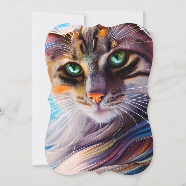 Oil Stained Cat Portrait  Note Card (Front)