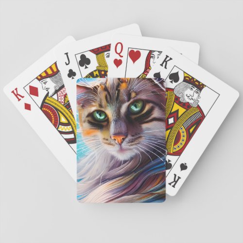 Oil Stained Cat Portrait  Poker Cards