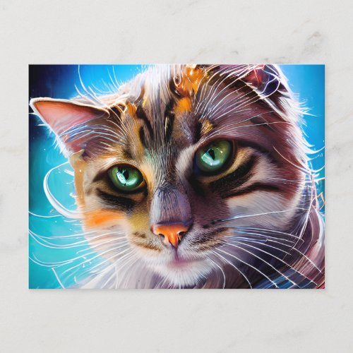 Oil Stained Cat Portrait  Postcard