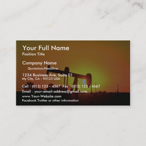 Customizable Oil well pump at sunset, Illinois, U.S.A. Business Cards