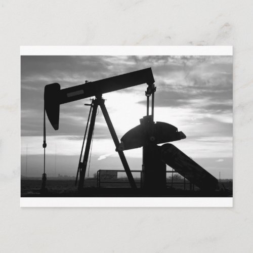 Oil Well Pump Jack Black and White Postcard