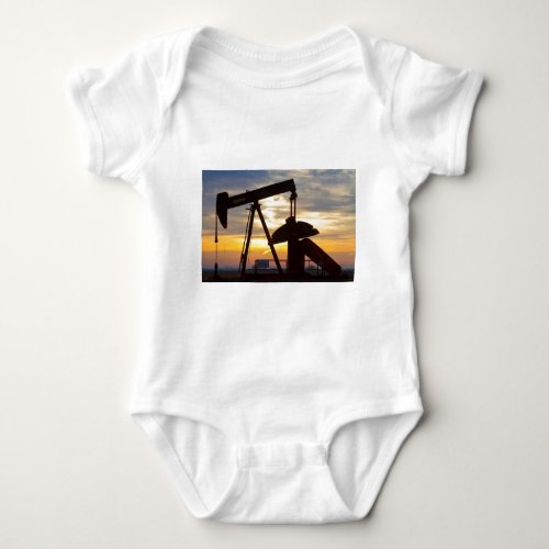 Oil Well Pump Jack Sunrise Baby Bodysuit