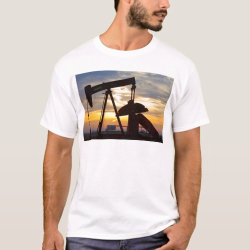 Oil Well Pump Jack Sunrise T_Shirt