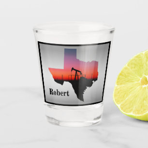 Oil Well Pump Jack Texas Shape Personalized Shot Glass