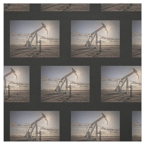 Oil Well Pumping Unit at Sunset Fabric