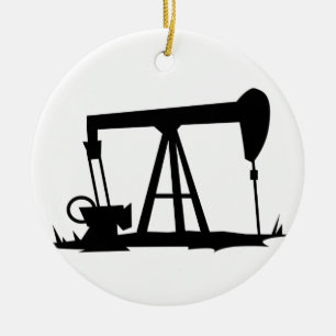 OIL WELL SILHOUETTE CERAMIC ORNAMENT