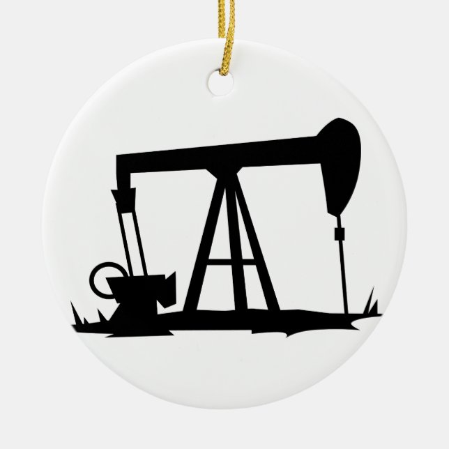 OIL WELL SILHOUETTE CERAMIC ORNAMENT (Front)