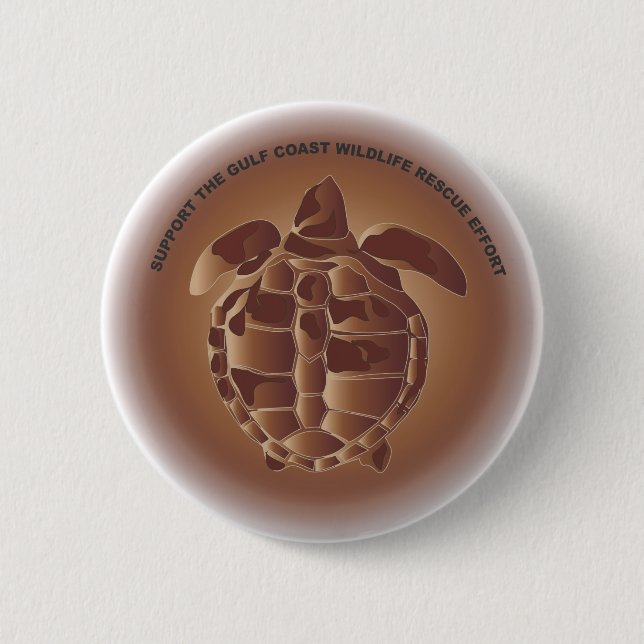 Oiled Kemp's Ridley Sea Turtle Pinback Button (Front)