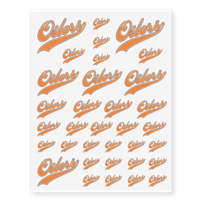 Oilers Script Temporary Tattoos (Front)