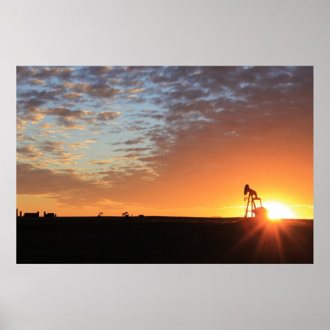 Oilfield At Sunset Poster (Front)