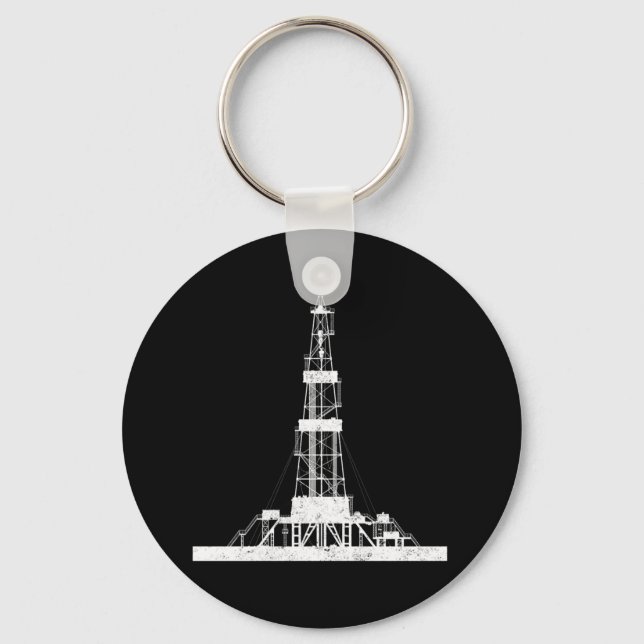 Oilfield Driller Drilling Rig Keychain (Front)