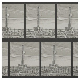 Oilfield Drilling Rig in Grey Tones Fabric