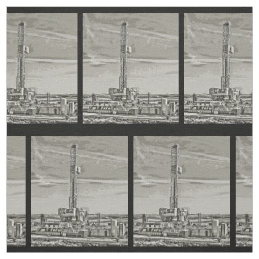 Oilfield Drilling Rig in Grey Tones Fabric
