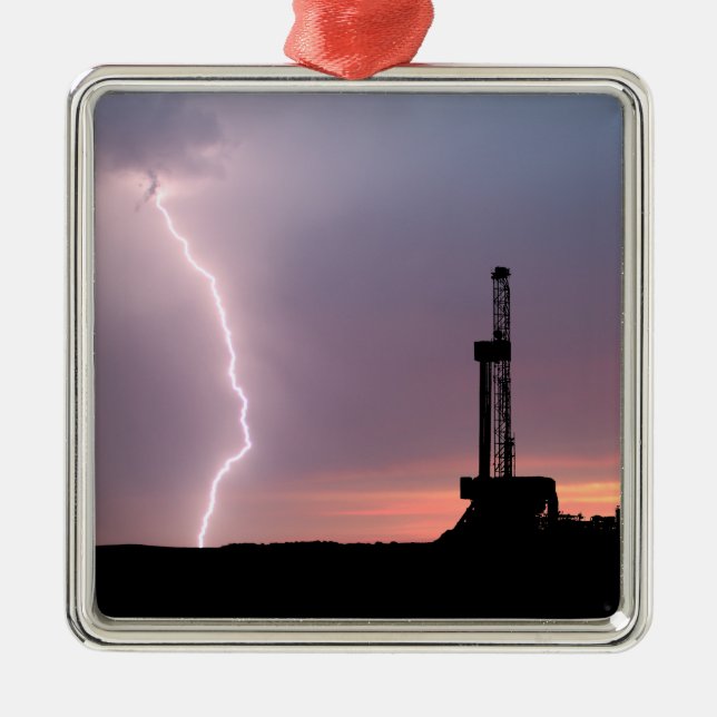 Oilfield Lightning Purple Sunrise Metal Ornament (Front)