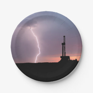 Oilfield Lightning Purple Sunrise Paper Plates