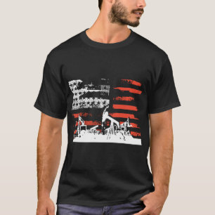 Oilfield Patriotic Flag With Oil Pumping Rig ameri T-Shirt