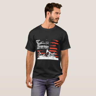 Oilfield Patriotic Flag With Oil Pumping Rig ameri T-Shirt