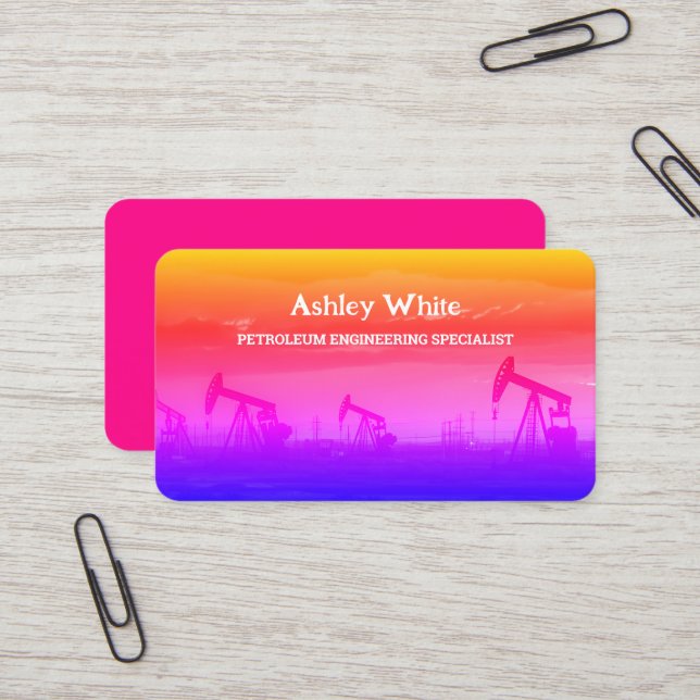 Oilfield Petroleum Custom QR Business Card (Front/Back In Situ)